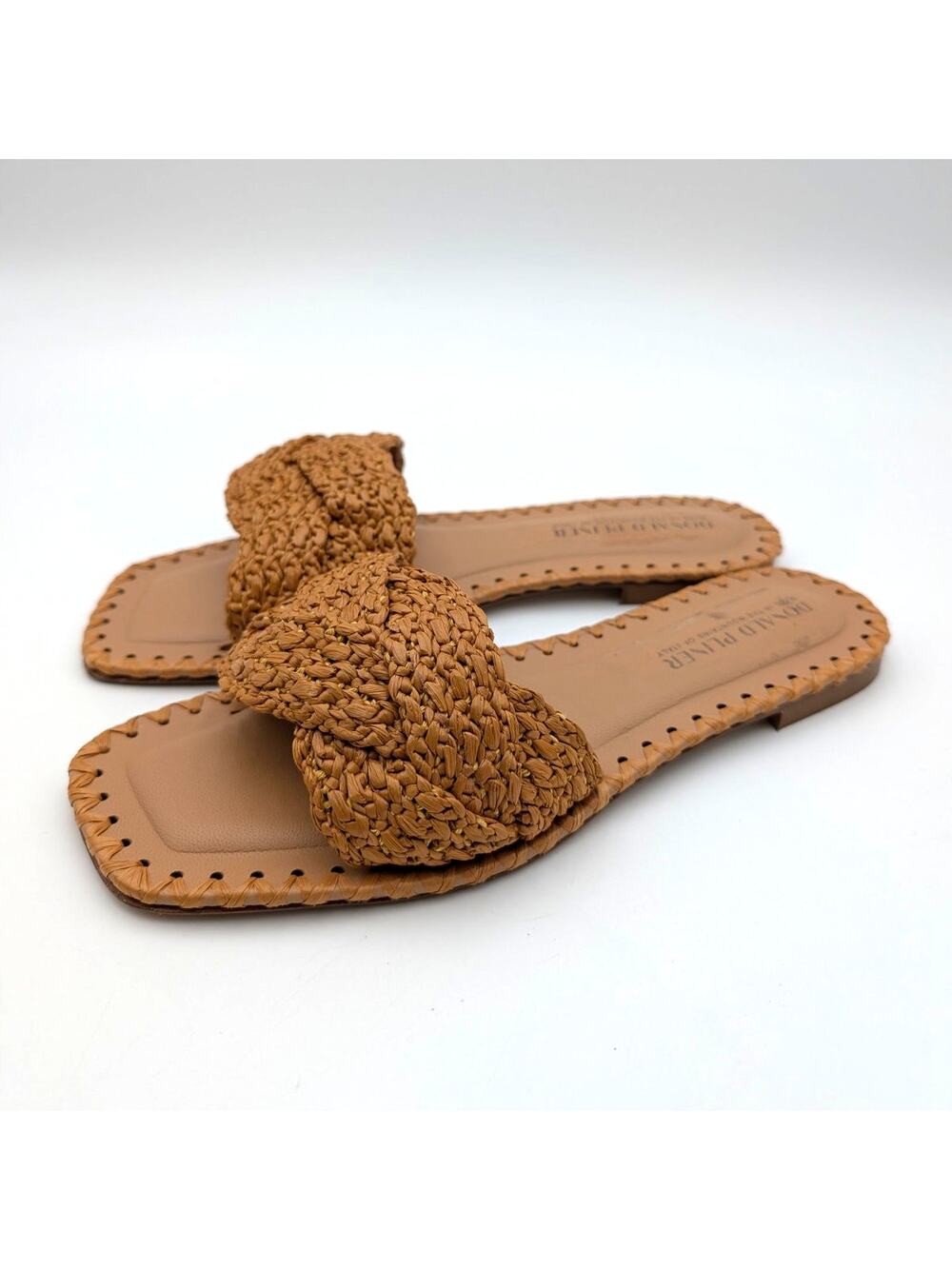 Donald Pliner Ema Leather Slide Sandals Open Toe Women's Natural Size US9.5 EU40